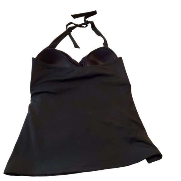 Garnet Hill Swim Halter PaddedTakini Black Size 10 - Picture 1 of 13